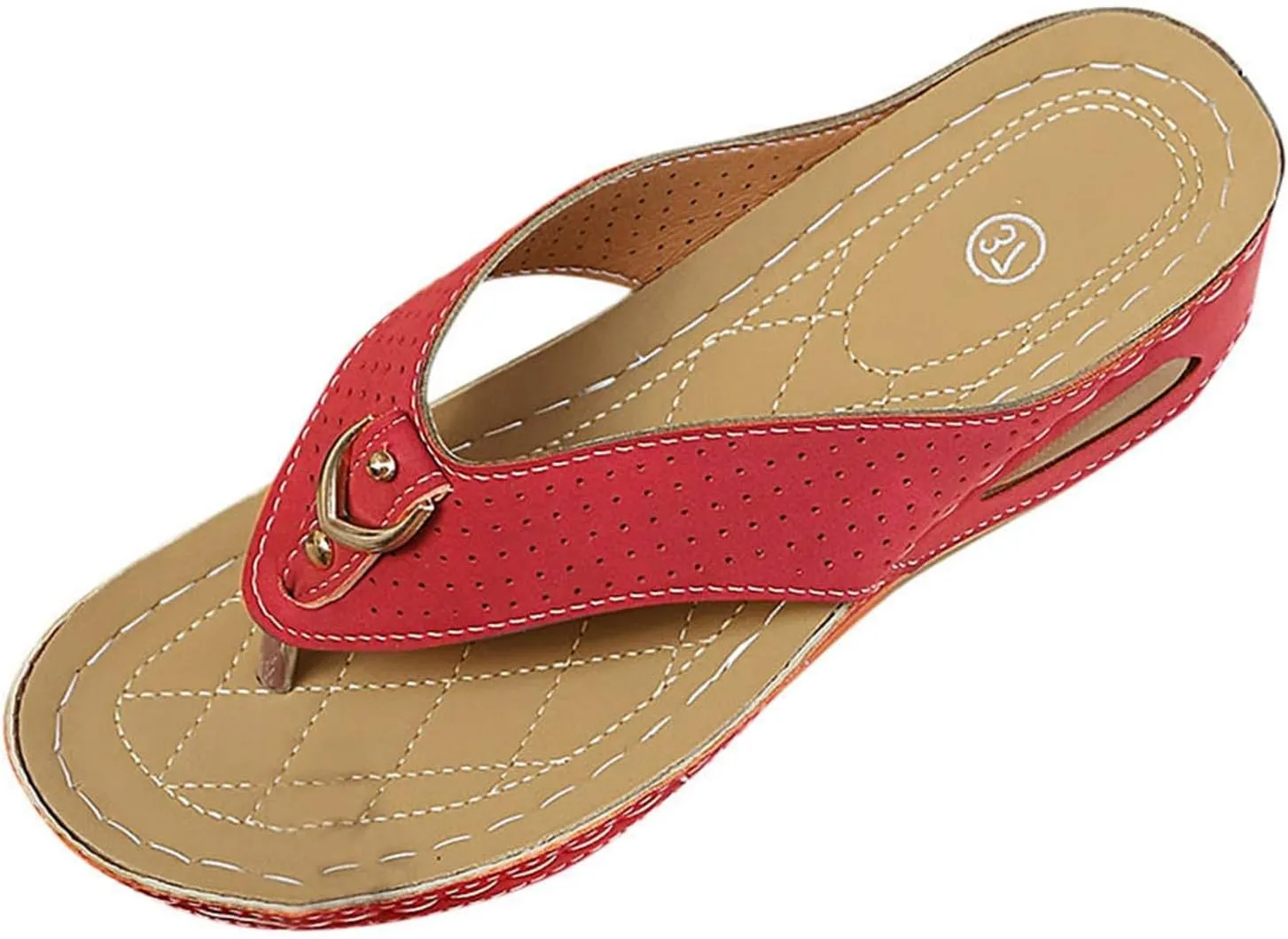 Women Summer Casual Thick Sole Wedge Roman Flip Flop Sandals Stylish Beach Footwear For Women's Heeled Sandals Size 12