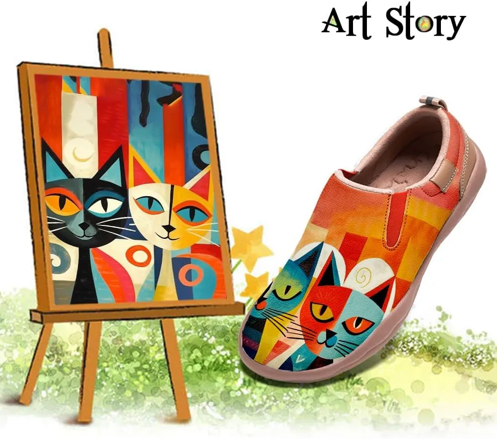 Women's Art Painted Travel Shoes Slip On Fashion Sneaker Lightweight Comfort Casual Leather Loafers