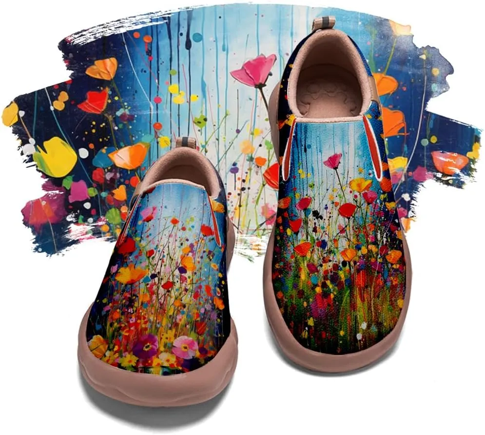 Women's Art Painted Travel Shoes Slip On Fashion Sneaker Lightweight Comfort Casual Leather Loafers
