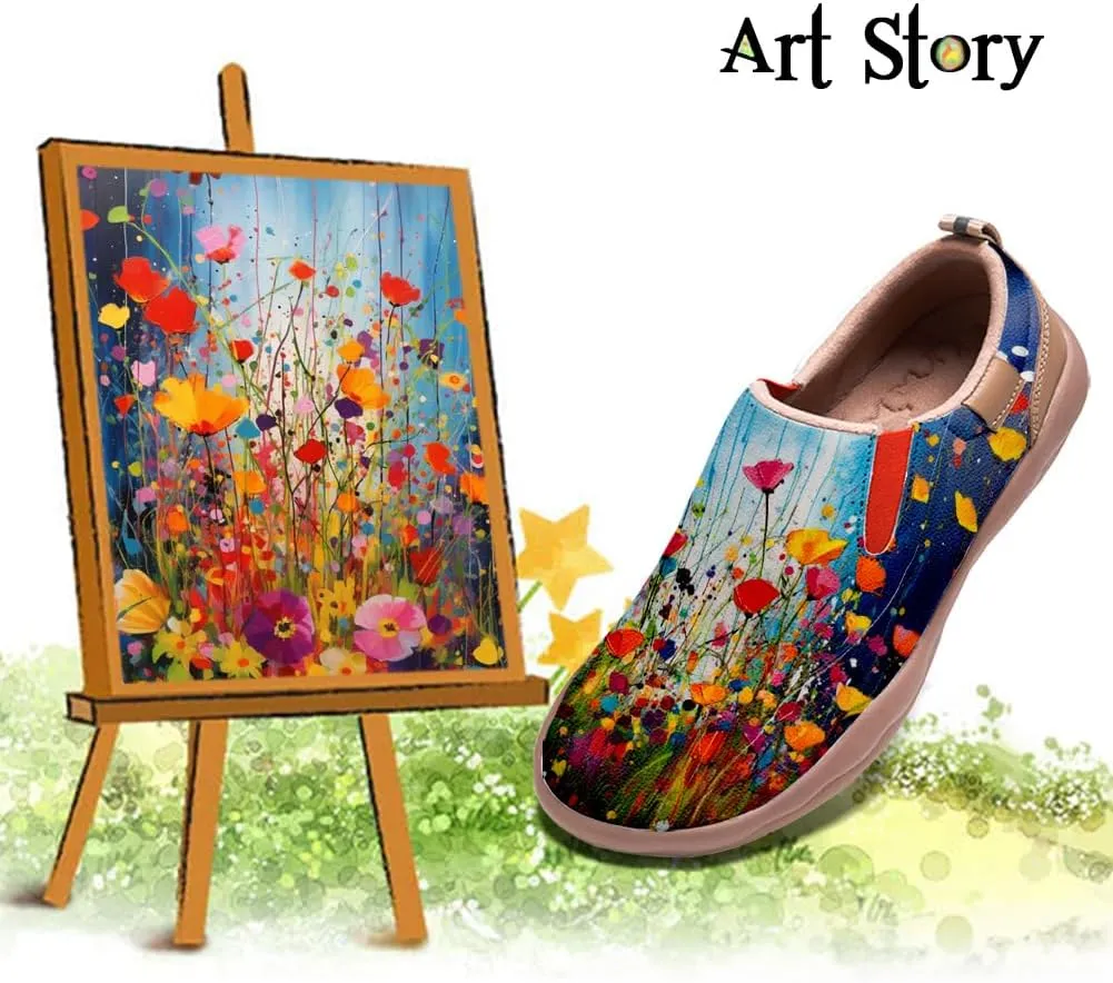 Women's Art Painted Travel Shoes Slip On Fashion Sneaker Lightweight Comfort Casual Leather Loafers