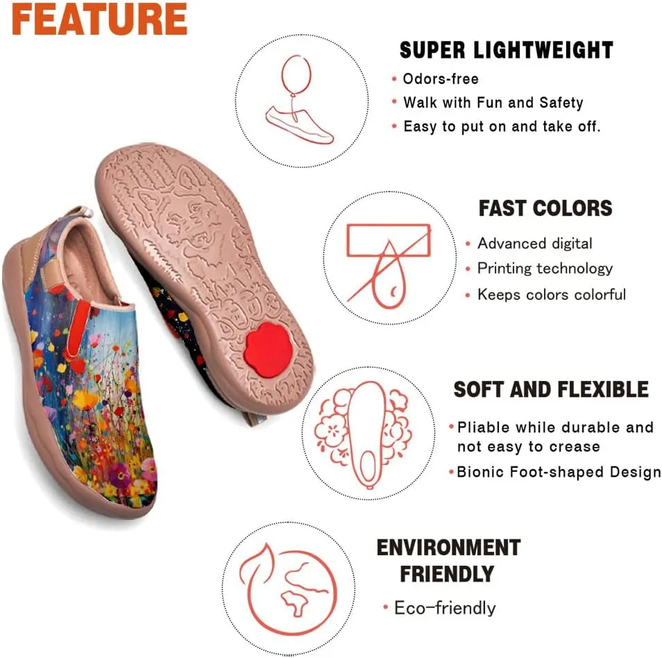 Women's Art Painted Travel Shoes Slip On Fashion Sneaker Lightweight Comfort Casual Leather Loafers