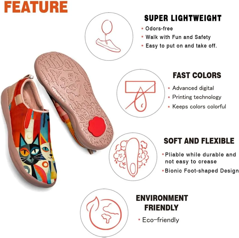 Women's Art Painted Travel Shoes Slip On Fashion Sneaker Lightweight Comfort Casual Leather Loafers