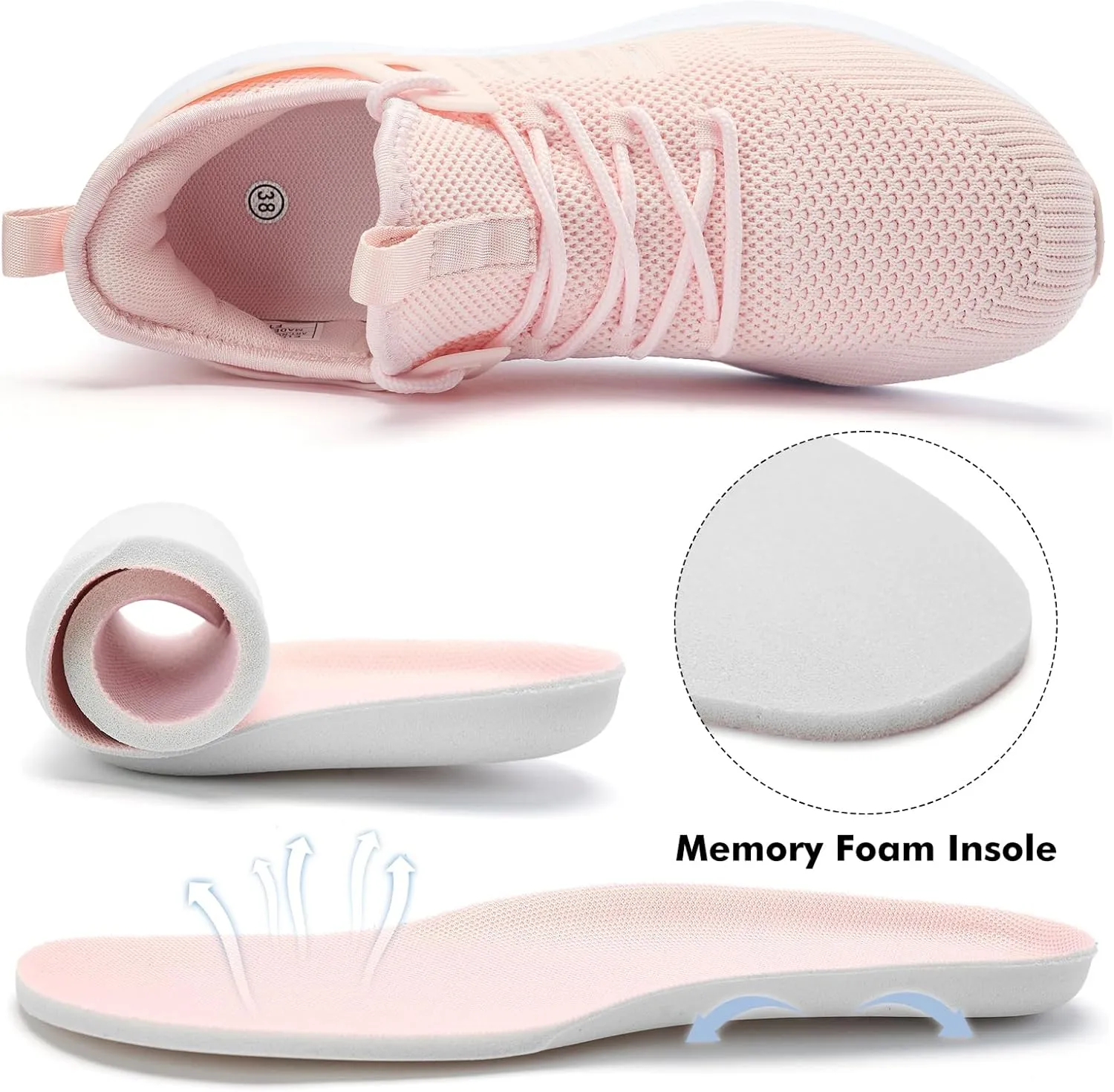 Womens Athletic Walking Shoes - Running Tennis Shoes Jogging Workout Lightweight Breathable Slip on Sneakers for Indoor Outdoor Gym Travel Work