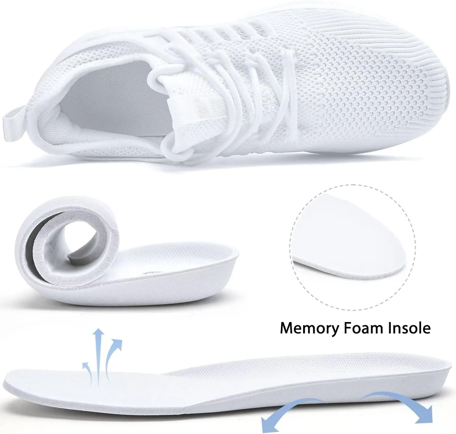 Womens Athletic Walking Shoes - Running Tennis Shoes Jogging Workout Lightweight Breathable Slip on Sneakers for Indoor Outdoor Gym Travel Work