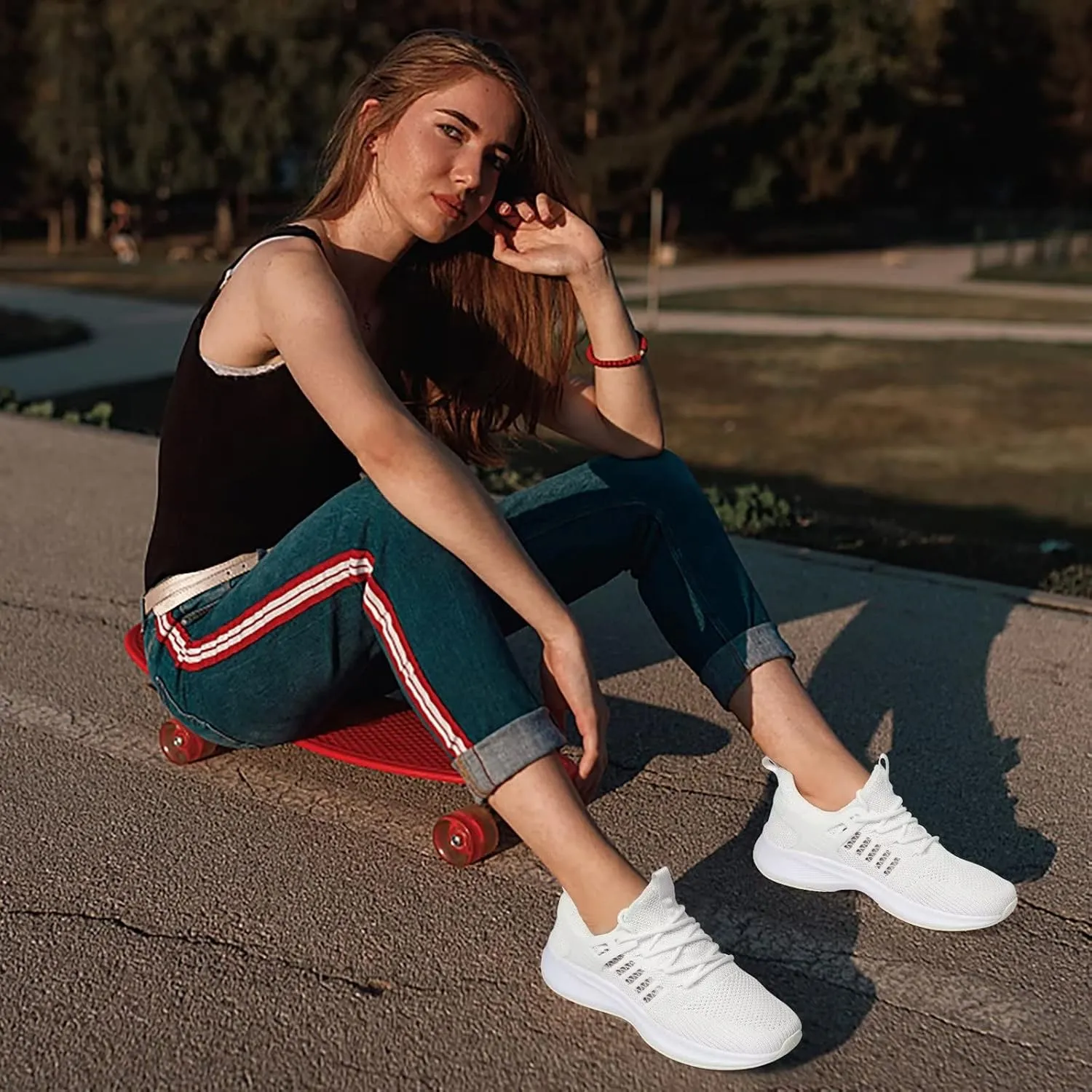 Womens Athletic Walking Shoes - Running Tennis Shoes Jogging Workout Lightweight Breathable Slip on Sneakers for Indoor Outdoor Gym Travel Work