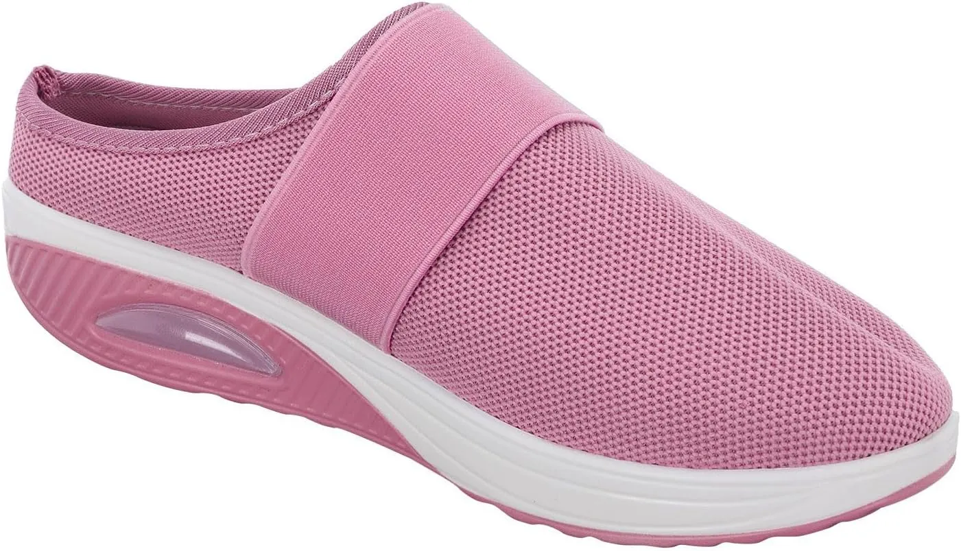 Women's Breathable Walking Mules Shoes - Lightweight Garden Clogs Casual Mesh Sneakers Open Back Slip-on House Shoes