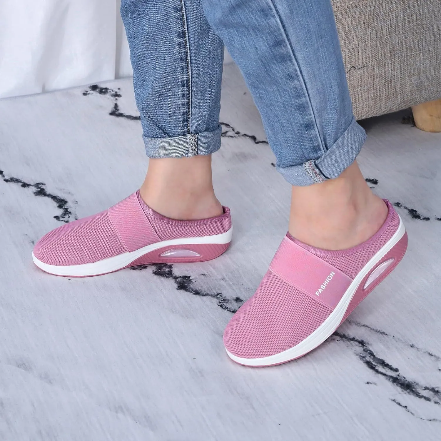 Women's Breathable Walking Mules Shoes - Lightweight Garden Clogs Casual Mesh Sneakers Open Back Slip-on House Shoes