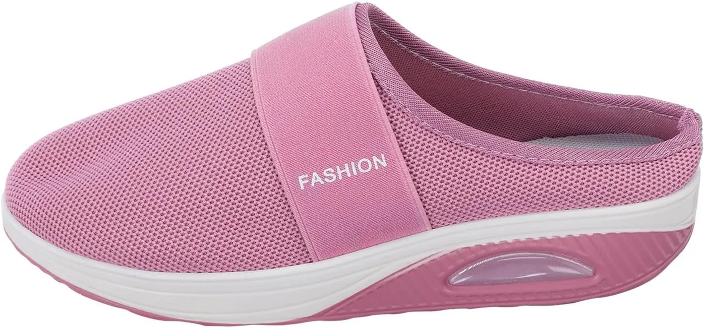 Women's Breathable Walking Mules Shoes - Lightweight Garden Clogs Casual Mesh Sneakers Open Back Slip-on House Shoes