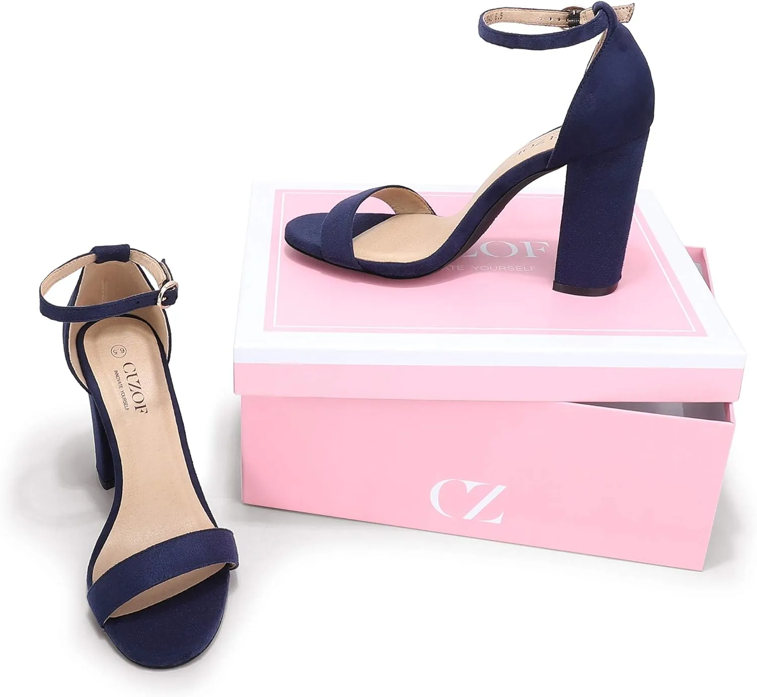 Women's Chunky Block High Heeled Sandals Ankle Strap Open Toe Party Wedding Dress Pumps Shoes