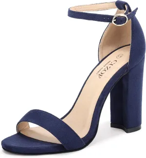 Women's Chunky Block High Heeled Sandals Ankle Strap Open Toe Party Wedding Dress Pumps Shoes
