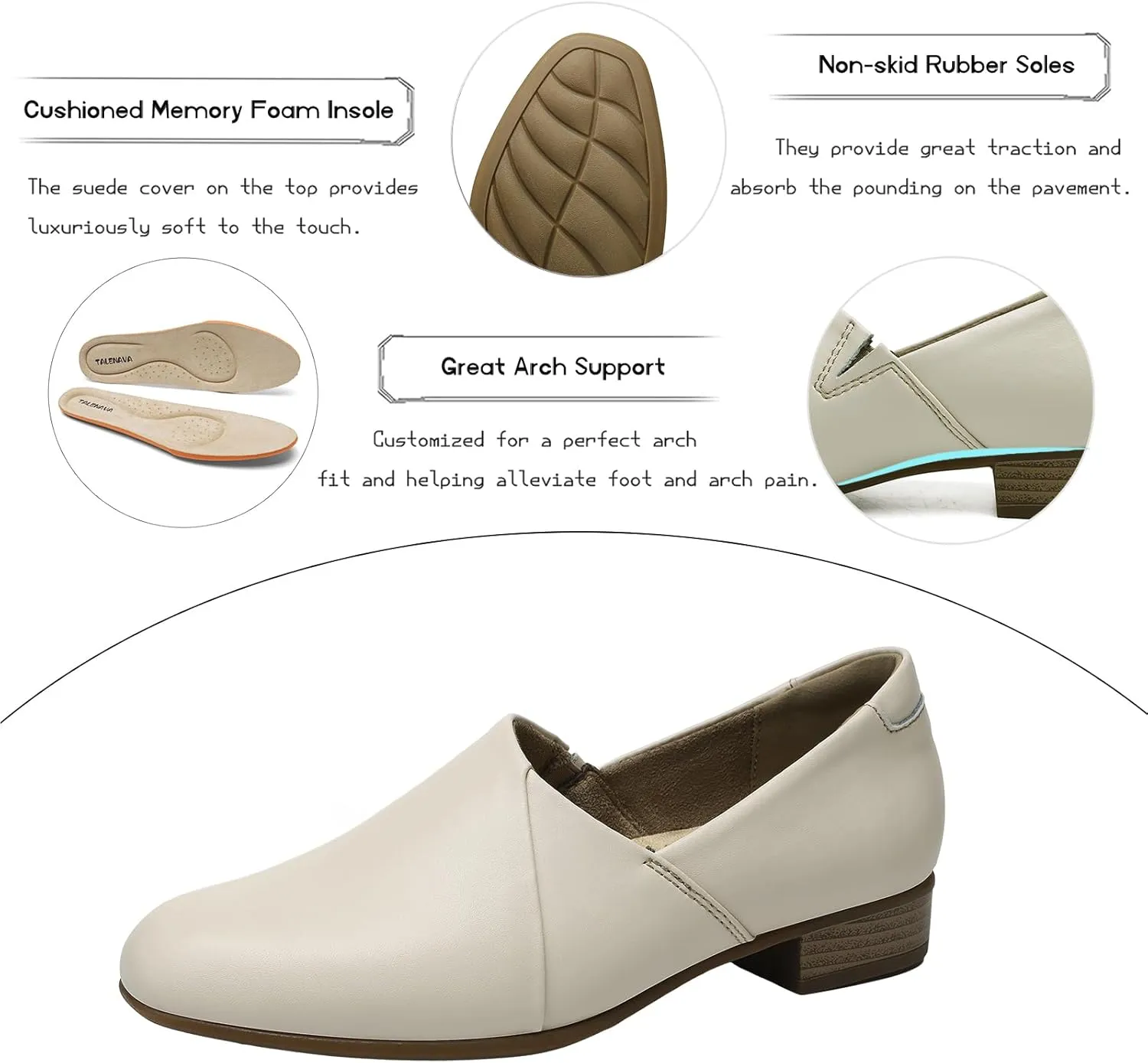 Women's Classic Comfort Dress Shoes Casual Leather Loafers Flats Cute Versatile Slip-Ons Everyday Work Shoes
