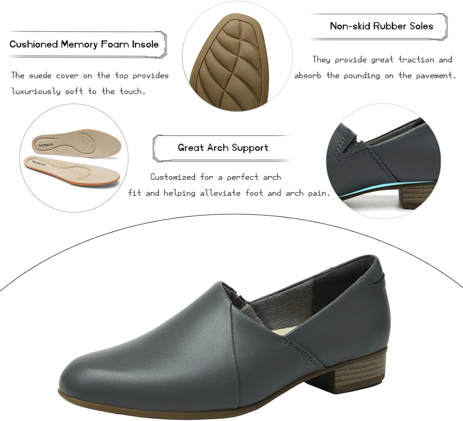 Women's Classic Comfort Dress Shoes Casual Leather Loafers Flats Cute Versatile Slip-Ons Everyday Work Shoes