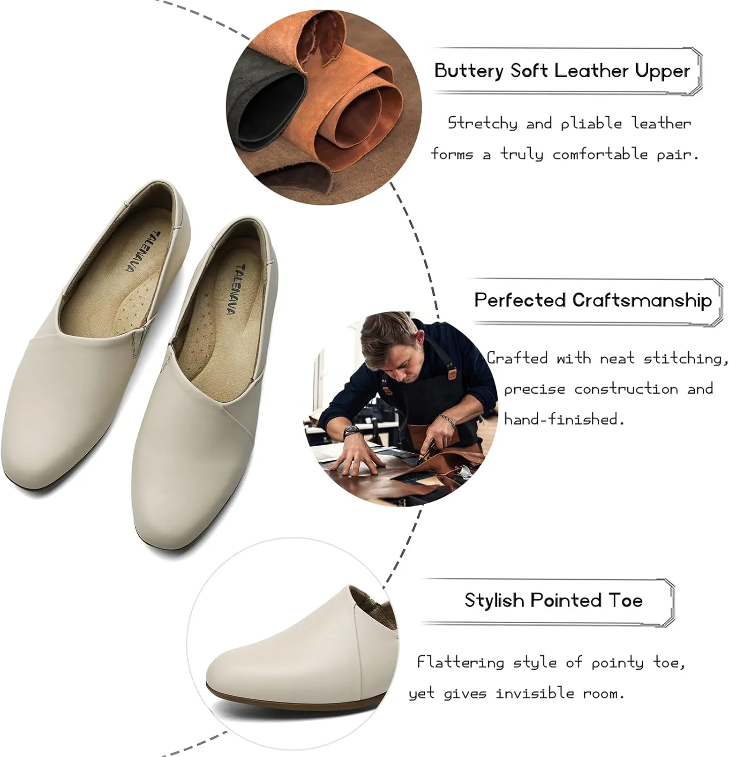 Women's Classic Comfort Dress Shoes Casual Leather Loafers Flats Cute Versatile Slip-Ons Everyday Work Shoes