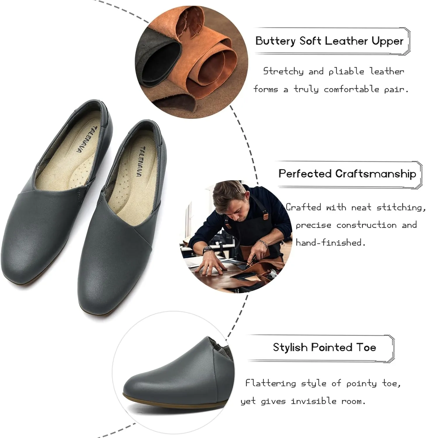 Women's Classic Comfort Dress Shoes Casual Leather Loafers Flats Cute Versatile Slip-Ons Everyday Work Shoes