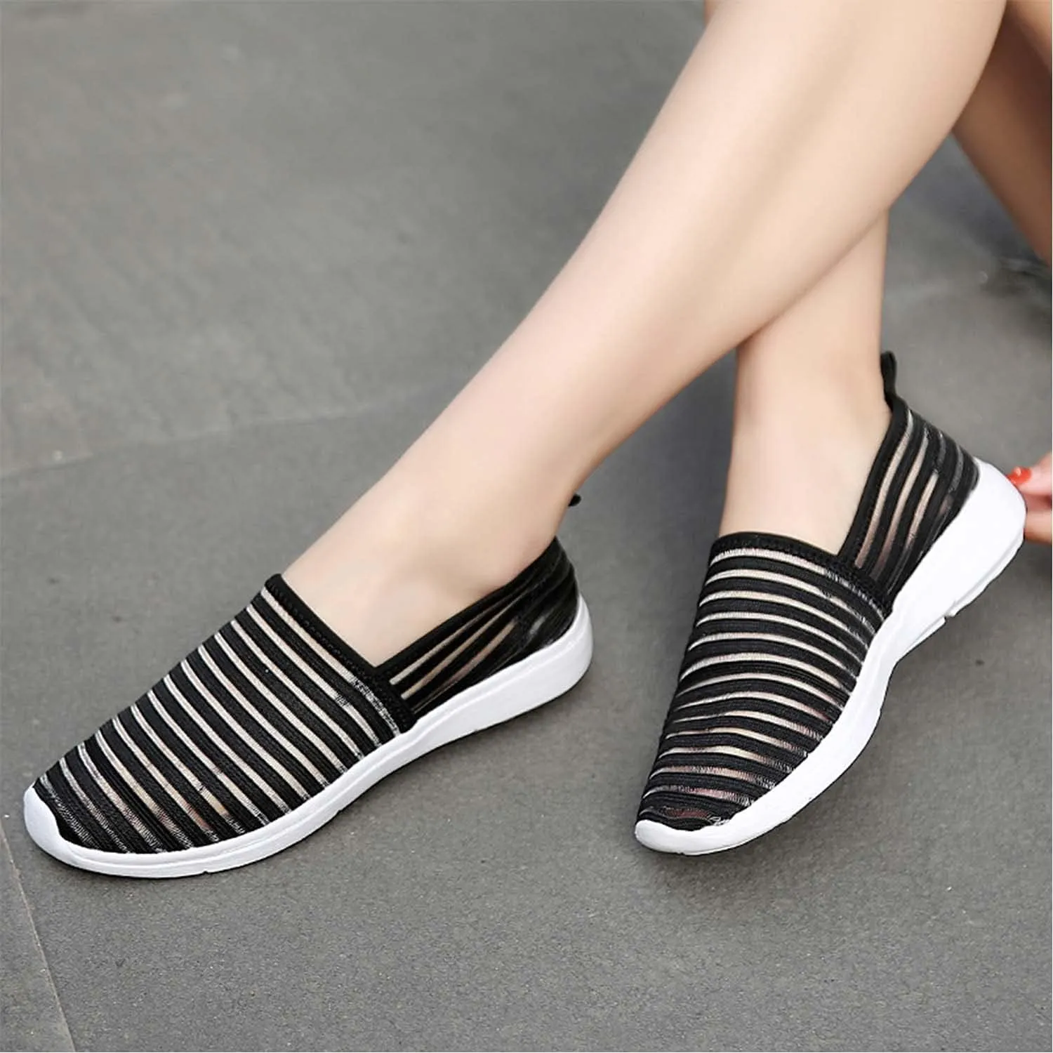 Women's Comfortable Mesh Loafers Casual Round Toe Slip On Driving Flats Walking Shoes for Womens Ladies