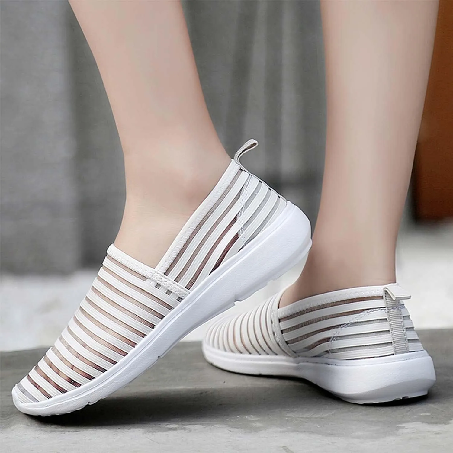 Women's Comfortable Mesh Loafers Casual Round Toe Slip On Driving Flats Walking Shoes for Womens Ladies