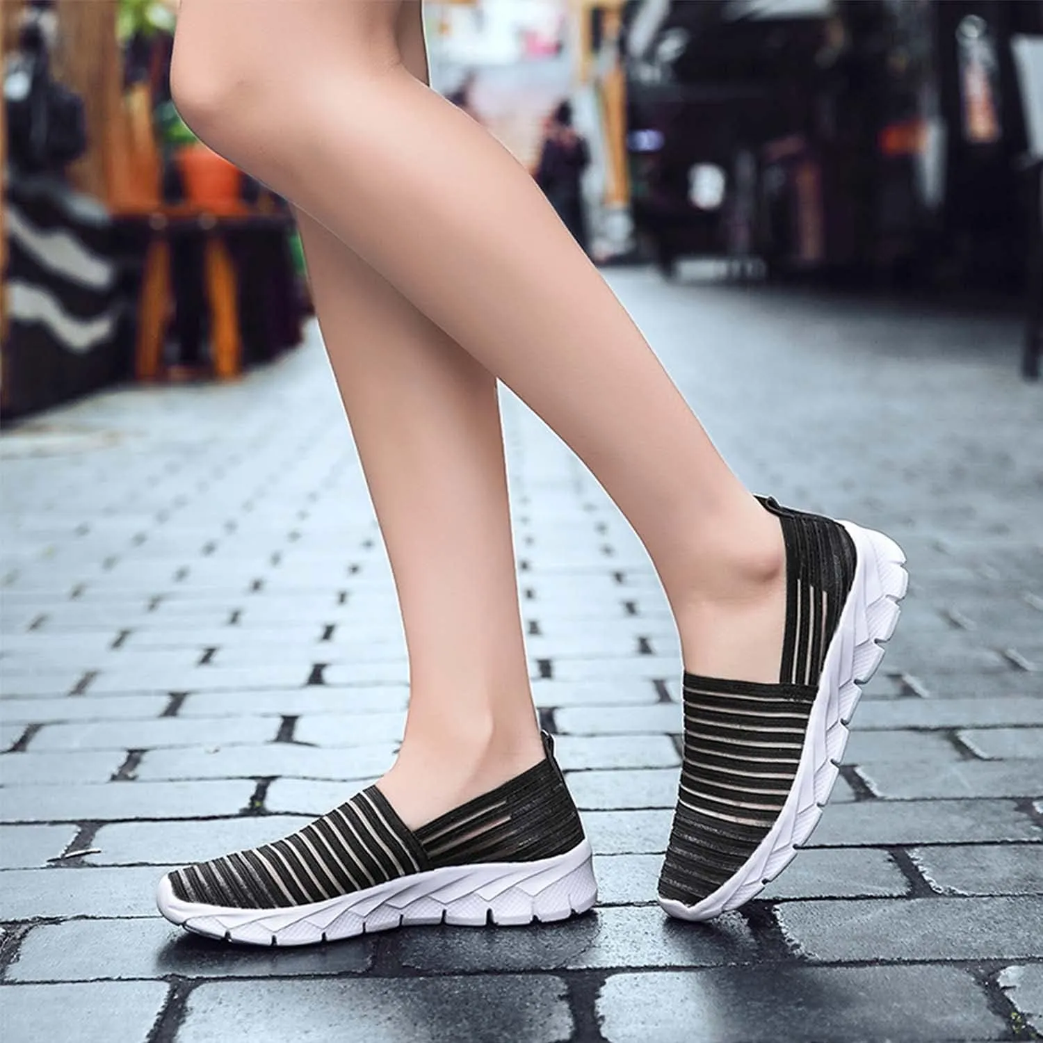 Women's Comfortable Mesh Loafers Casual Round Toe Slip On Driving Flats Walking Shoes for Womens Ladies