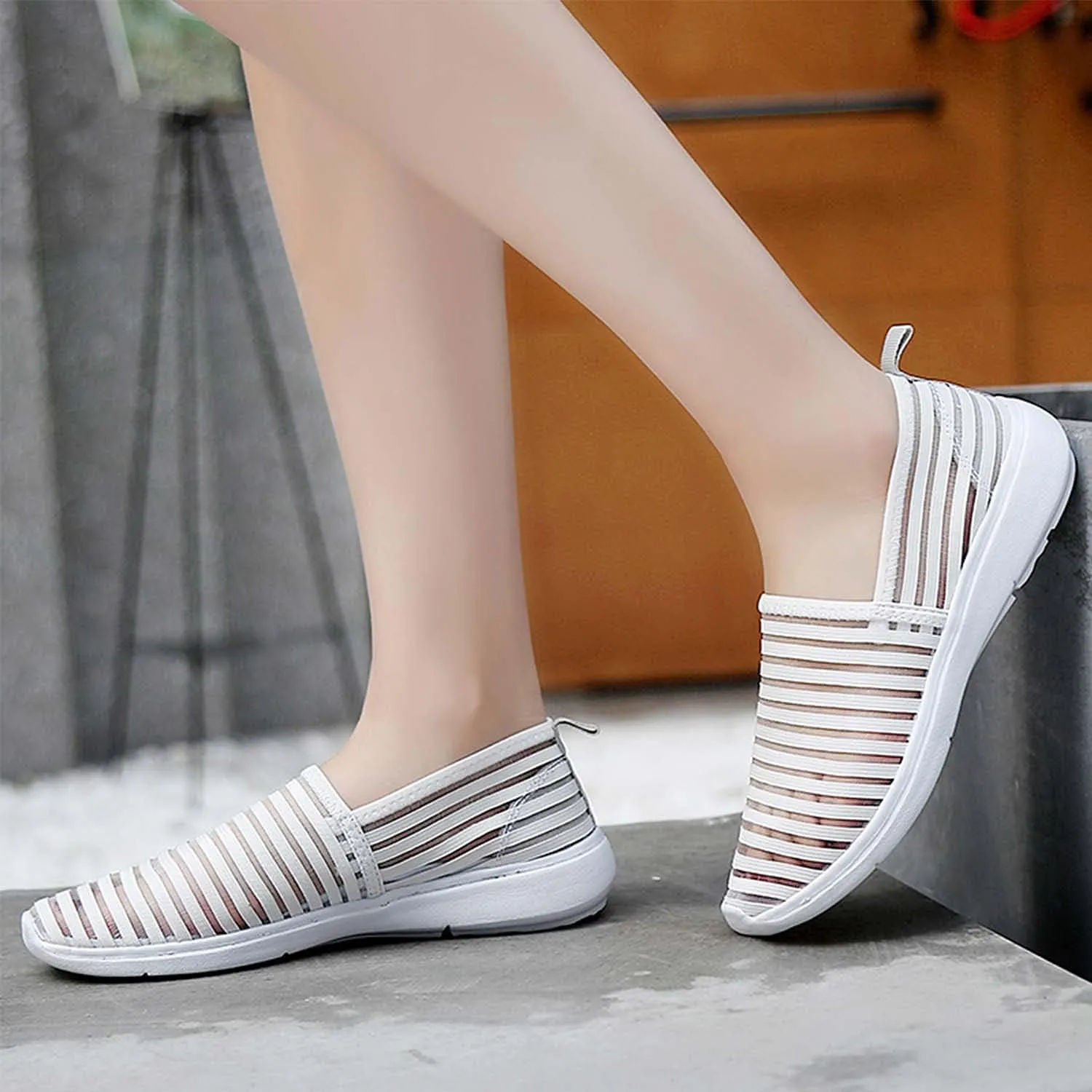 Women's Comfortable Mesh Loafers Casual Round Toe Slip On Driving Flats Walking Shoes for Womens Ladies