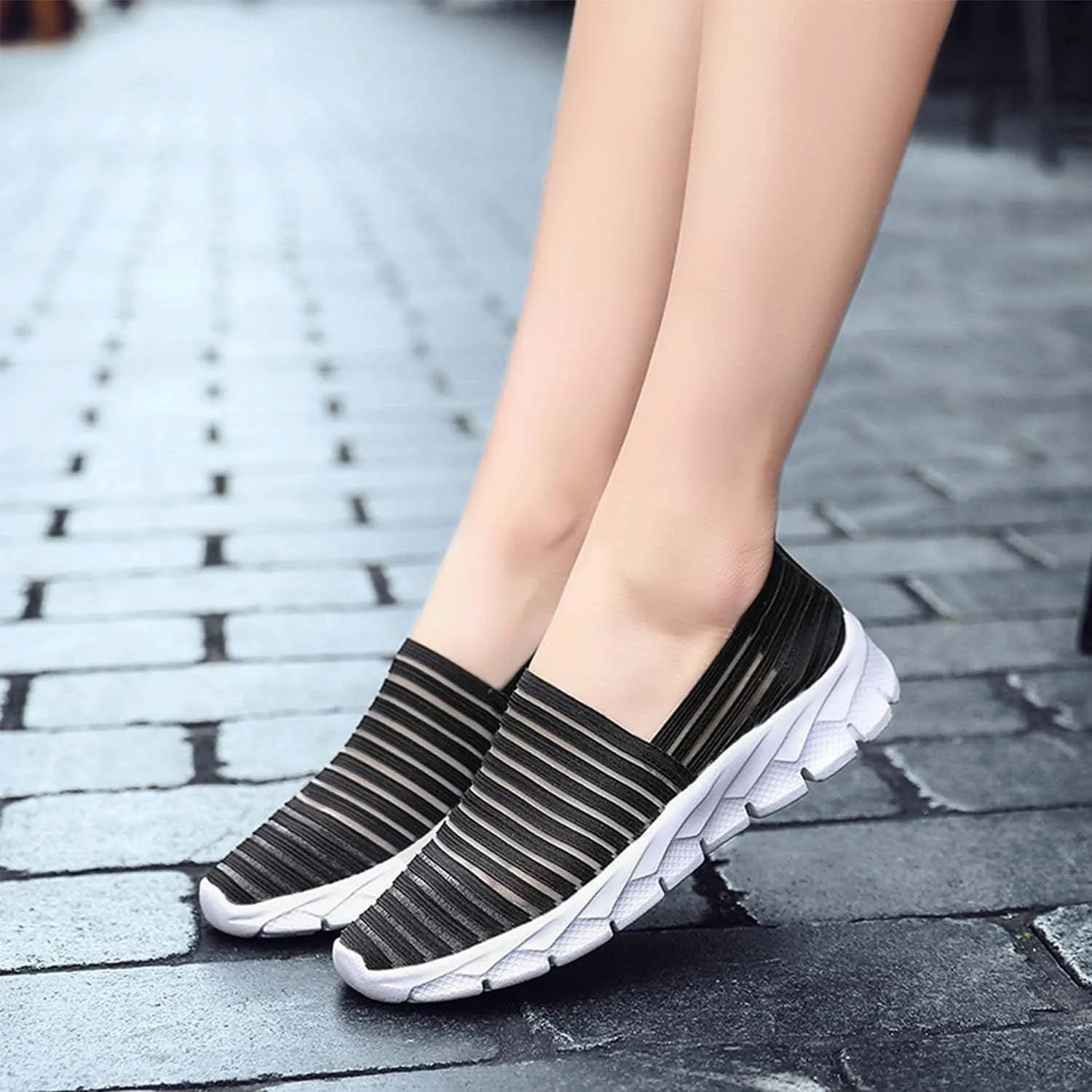 Women's Comfortable Mesh Loafers Casual Round Toe Slip On Driving Flats Walking Shoes for Womens Ladies