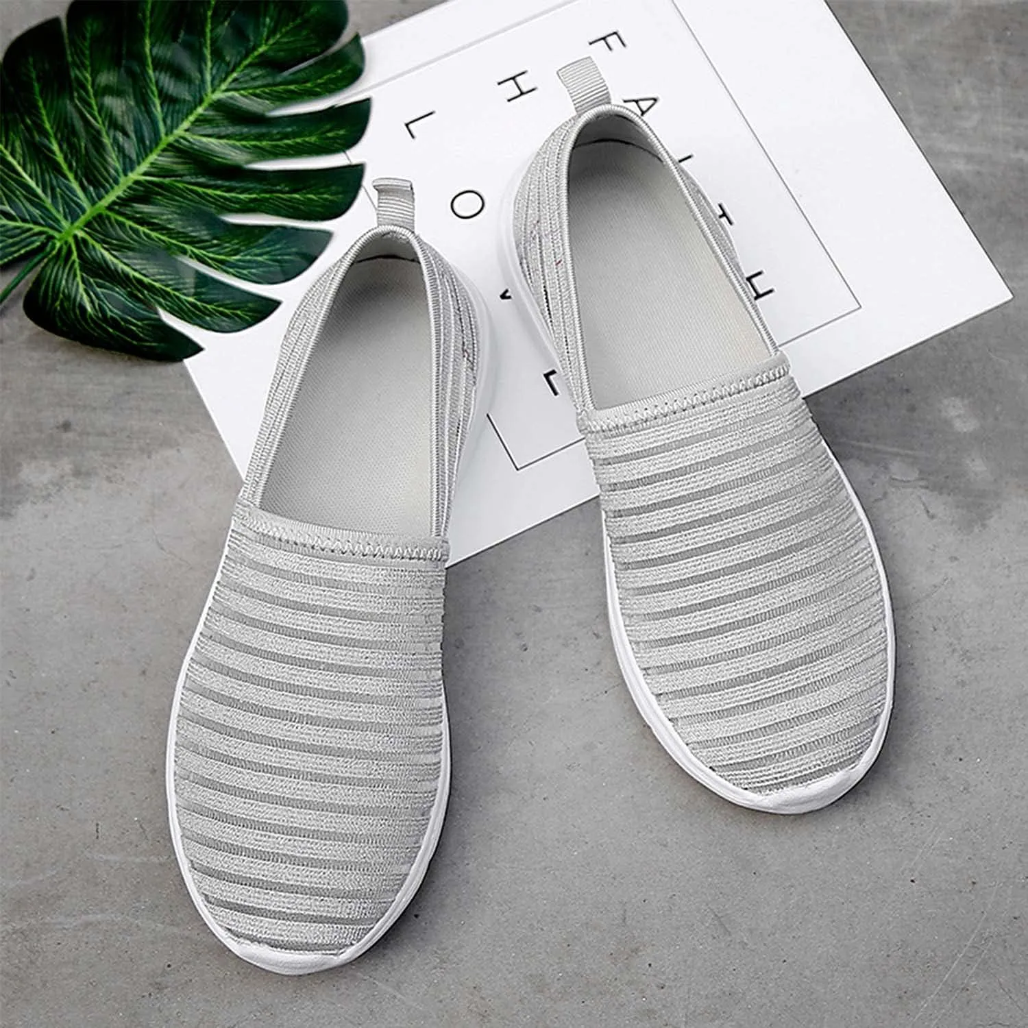 Women's Comfortable Mesh Loafers Casual Round Toe Slip On Driving Flats Walking Shoes for Womens Ladies