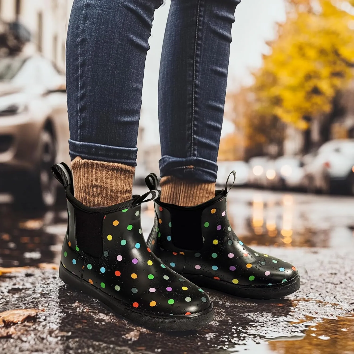Women's Deck Boots Ankle Rain Boots Fishing Boots Rubber Waterproof Slip-Resistant Outdoor Work Shoes