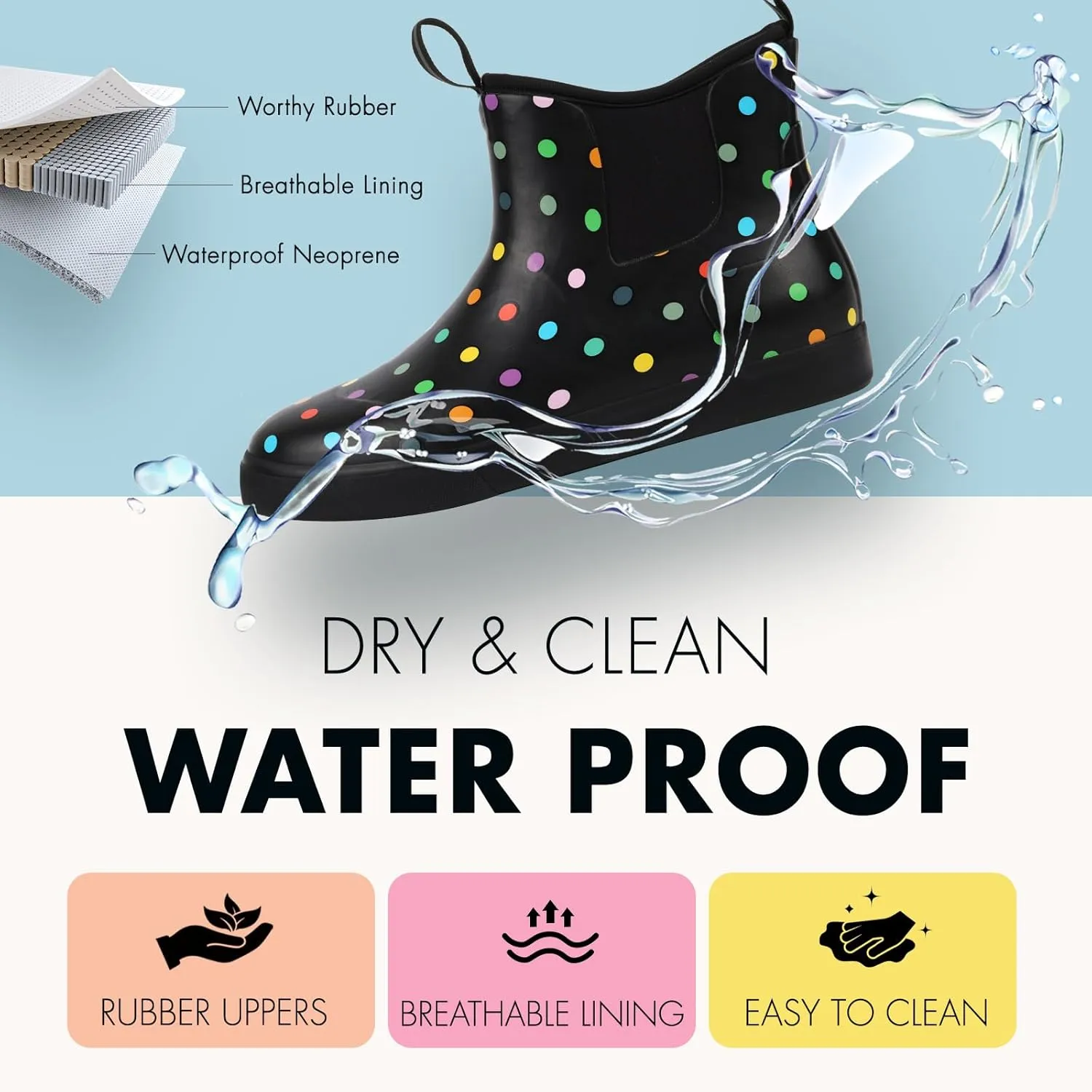 Women's Deck Boots Ankle Rain Boots Fishing Boots Rubber Waterproof Slip-Resistant Outdoor Work Shoes