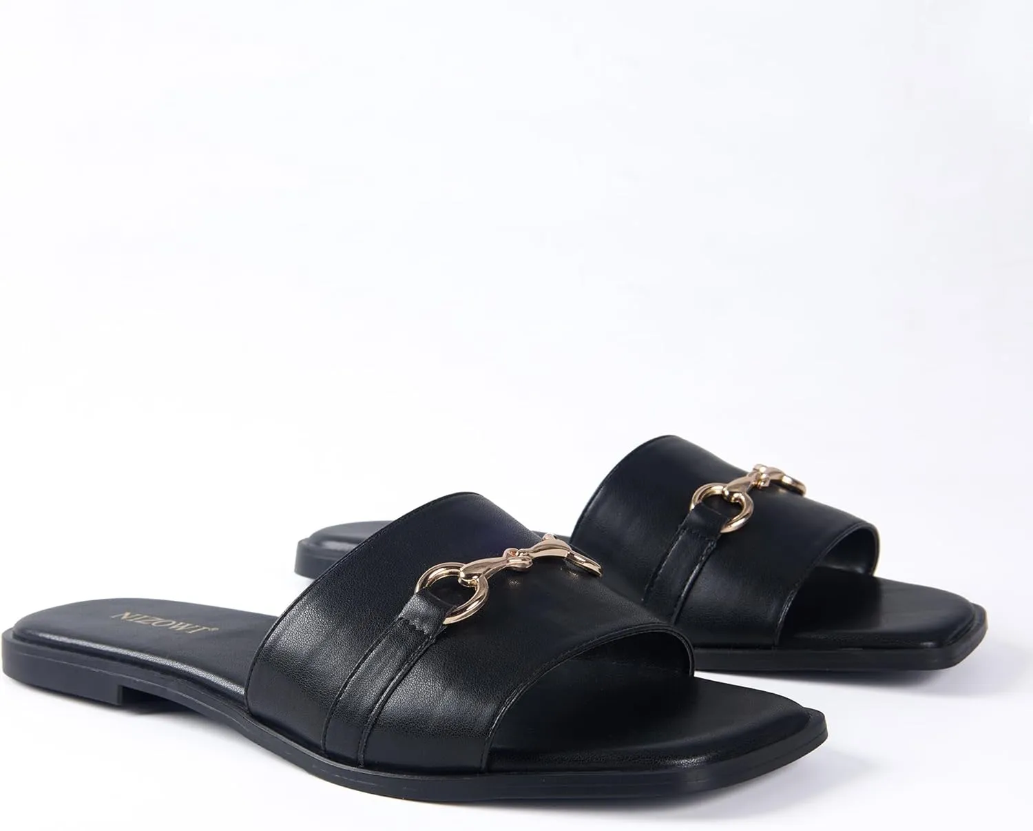 Women's Dressy Flat Sandals for Women Square Open Toe Slip on Comfortable Slide Sandals Summer