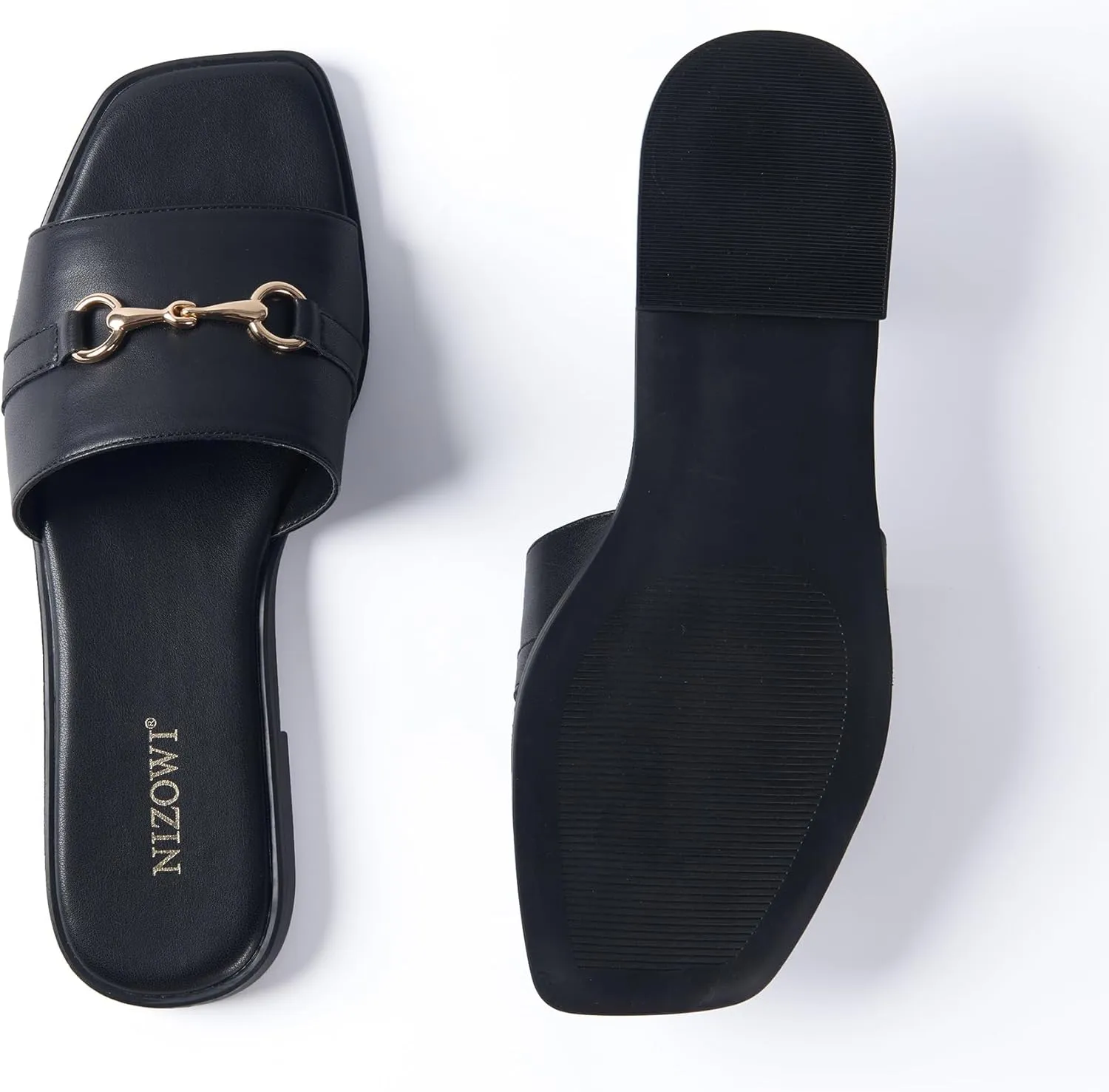 Women's Dressy Flat Sandals for Women Square Open Toe Slip on Comfortable Slide Sandals Summer