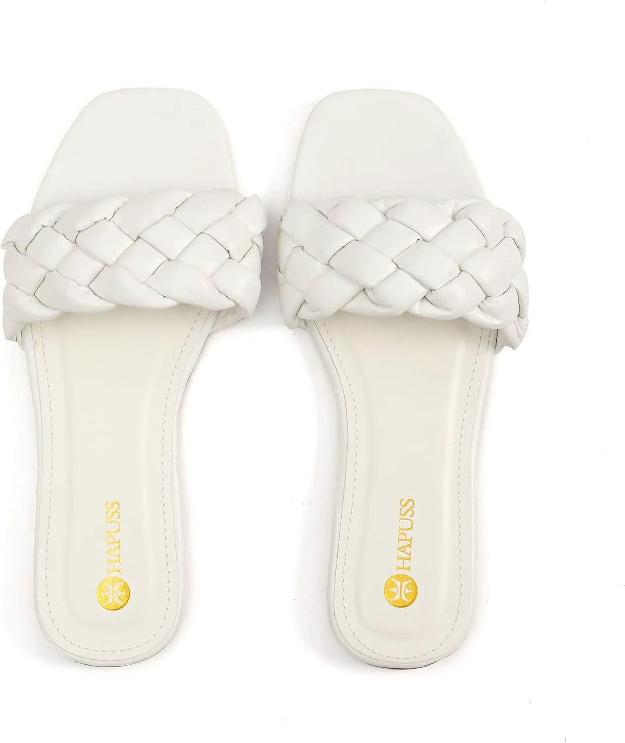Womens Flat Slide Sandals,nude braided sandals for women,Square Open Toe Slippers Cute Slip On Summer Fashion Shoes Casual.