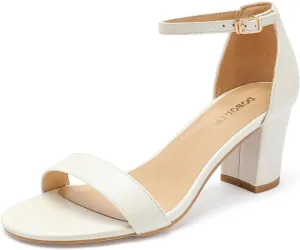 Women's Heeled Sandals Open Toe Ankle Strap 2.5-Inch Chunky Heels Dress Shoes Wide Feet Friendly