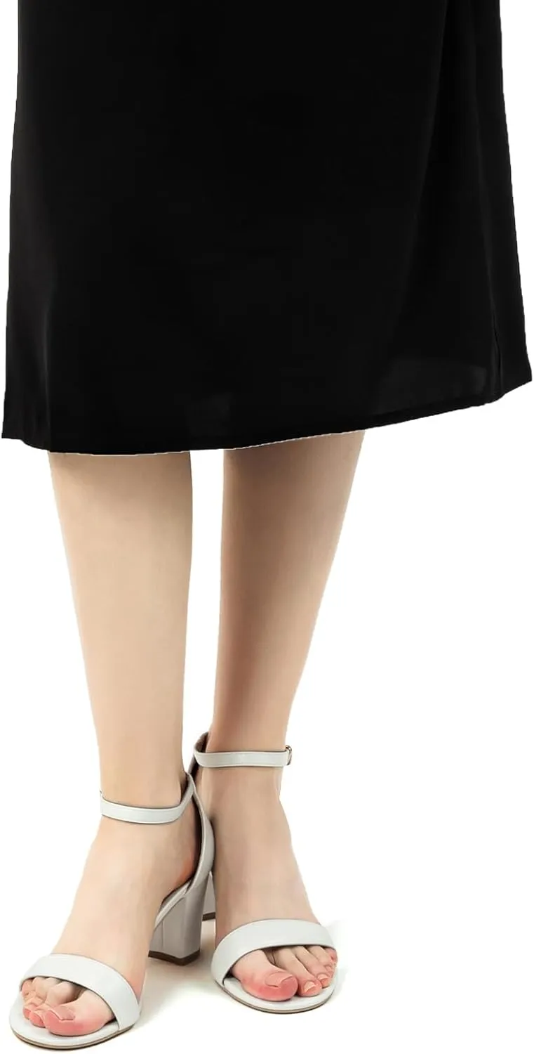 Women's Heeled Sandals Open Toe Ankle Strap 2.5-Inch Chunky Heels Dress Shoes Wide Feet Friendly