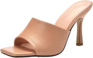 Women’s High Stilettos Heels Mules 2025 Summer Casual Fashion Open Square Toe Comfort Slip On Slingback Sandals Beach Evening Party Prom Dress Wedding Dance Shoes