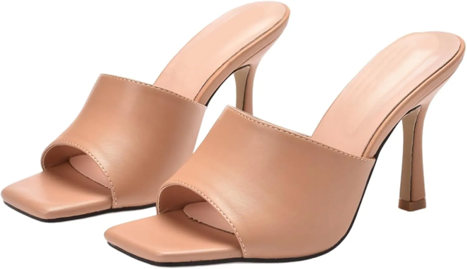 Women’s High Stilettos Heels Mules 2025 Summer Casual Fashion Open Square Toe Comfort Slip On Slingback Sandals Beach Evening Party Prom Dress Wedding Dance Shoes