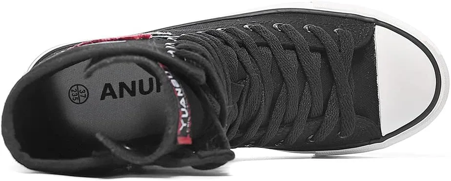 Womens High Top Canvas Sneakers Lace up Fashion Casual Shoes for Girls