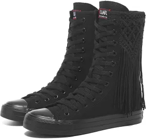 Womens High Top Canvas Sneakers Lace up Fashion Casual Shoes for Girls
