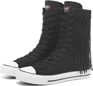 Womens High Top Canvas Sneakers Lace up Fashion Casual Shoes for Girls