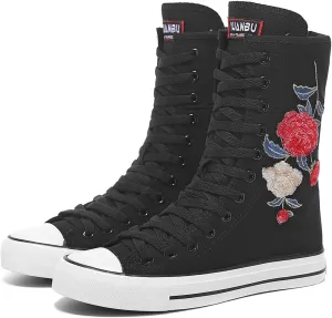 Womens High Top Canvas Sneakers Lace up Fashion Casual Shoes for Girls