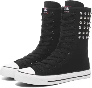 Womens High Top Canvas Sneakers Lace up Fashion Casual Shoes for Girls