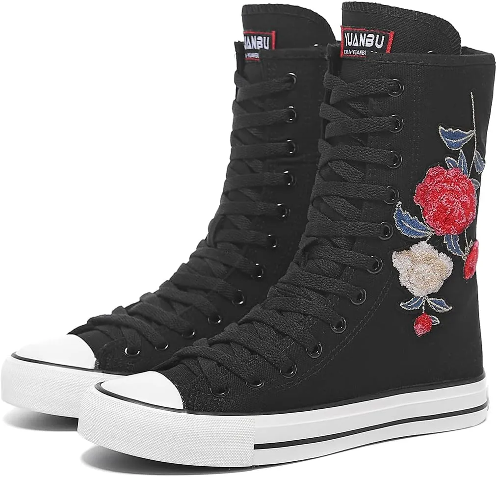 Womens High Top Canvas Sneakers Lace up Fashion Casual Shoes for Girls