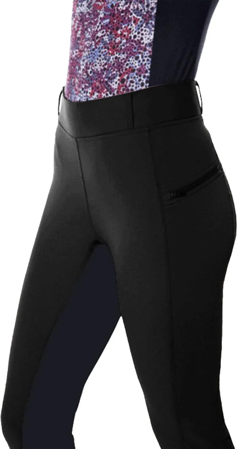 Womens Horse Riding Pants Full Seat Riding Breeches Equestrian Tights Horseback Patchwork Trouser with Pockets