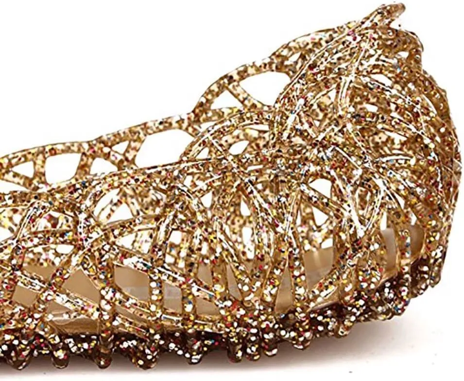 Women's Jelly Sandals Ballet Shoes Slip On Flats Hollow Out Loafers