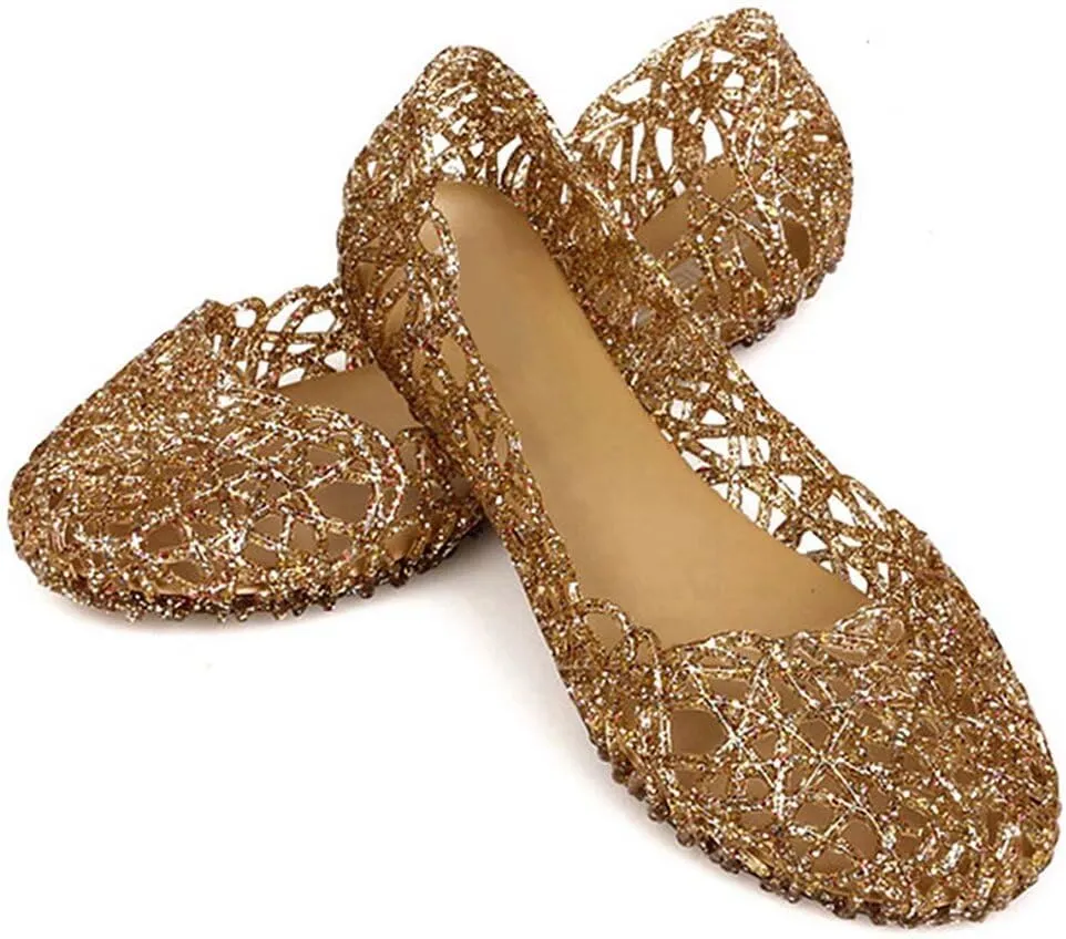 Women's Jelly Sandals Ballet Shoes Slip On Flats Hollow Out Loafers