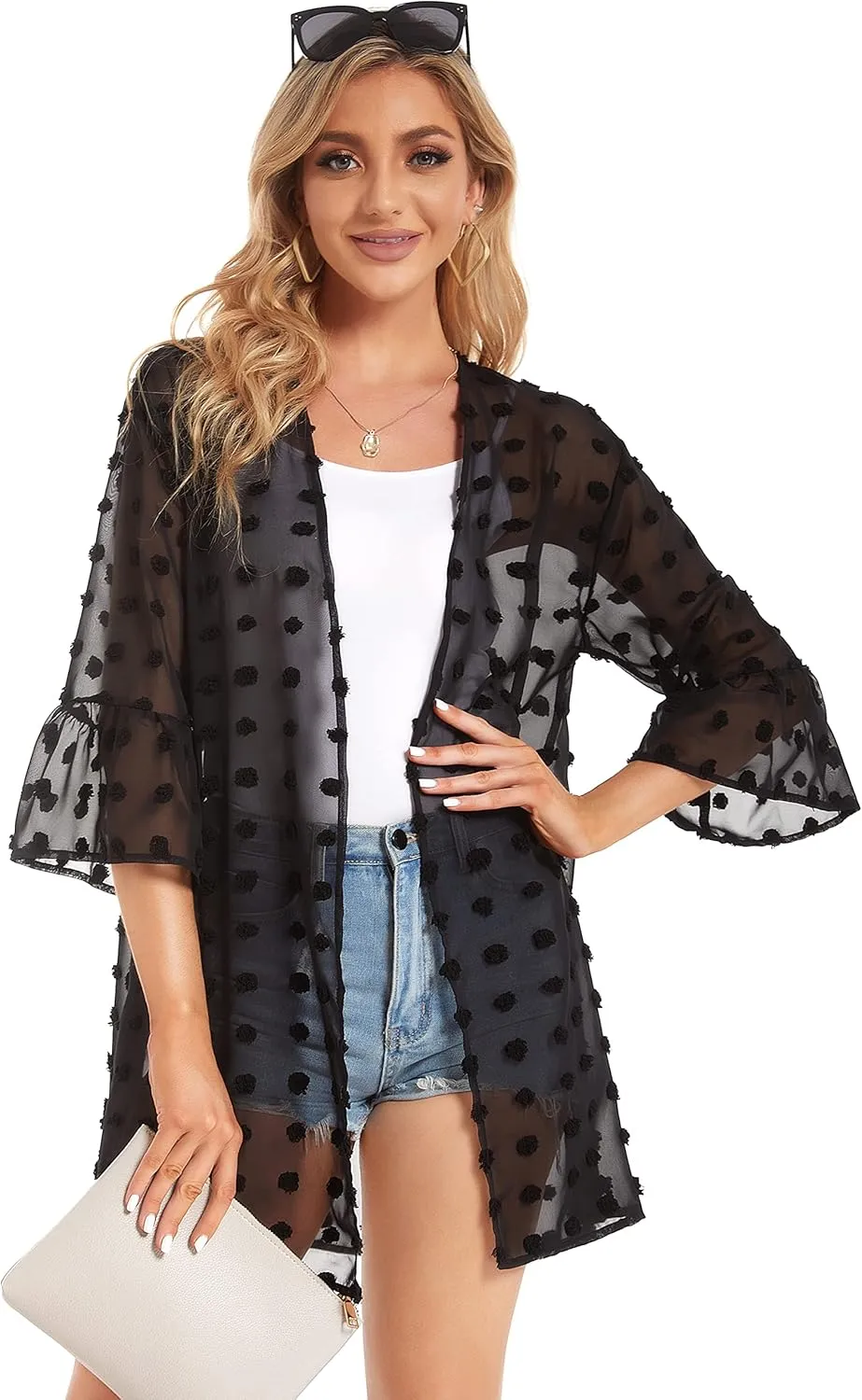 Women's Kimono Cardigans Floral Chiffon Loose Open Front Casual Summer Tops