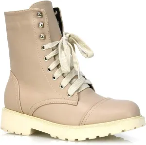 Womens Lace Up Ankle Boots Chunky Grip Sole Ladies Winter Retro Combat Goth Biker Militarty Army Shoes Booties