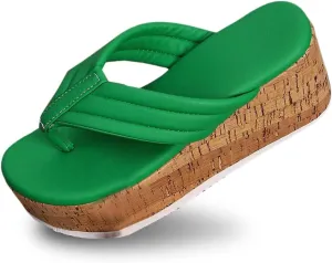 Women's Leather Clip Toe Platform Wedge Slippers Temperament Non Slip Beach Slippers Sandals for Women 2025