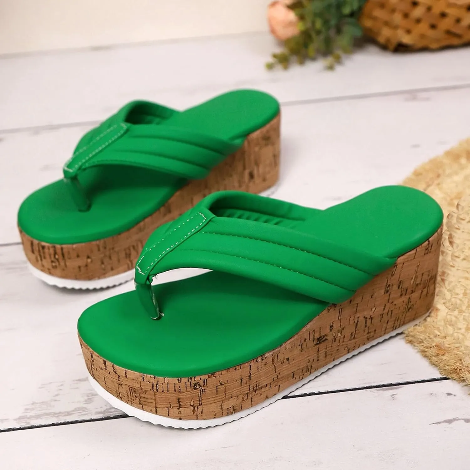Women's Leather Clip Toe Platform Wedge Slippers Temperament Non Slip Beach Slippers Sandals for Women 2025