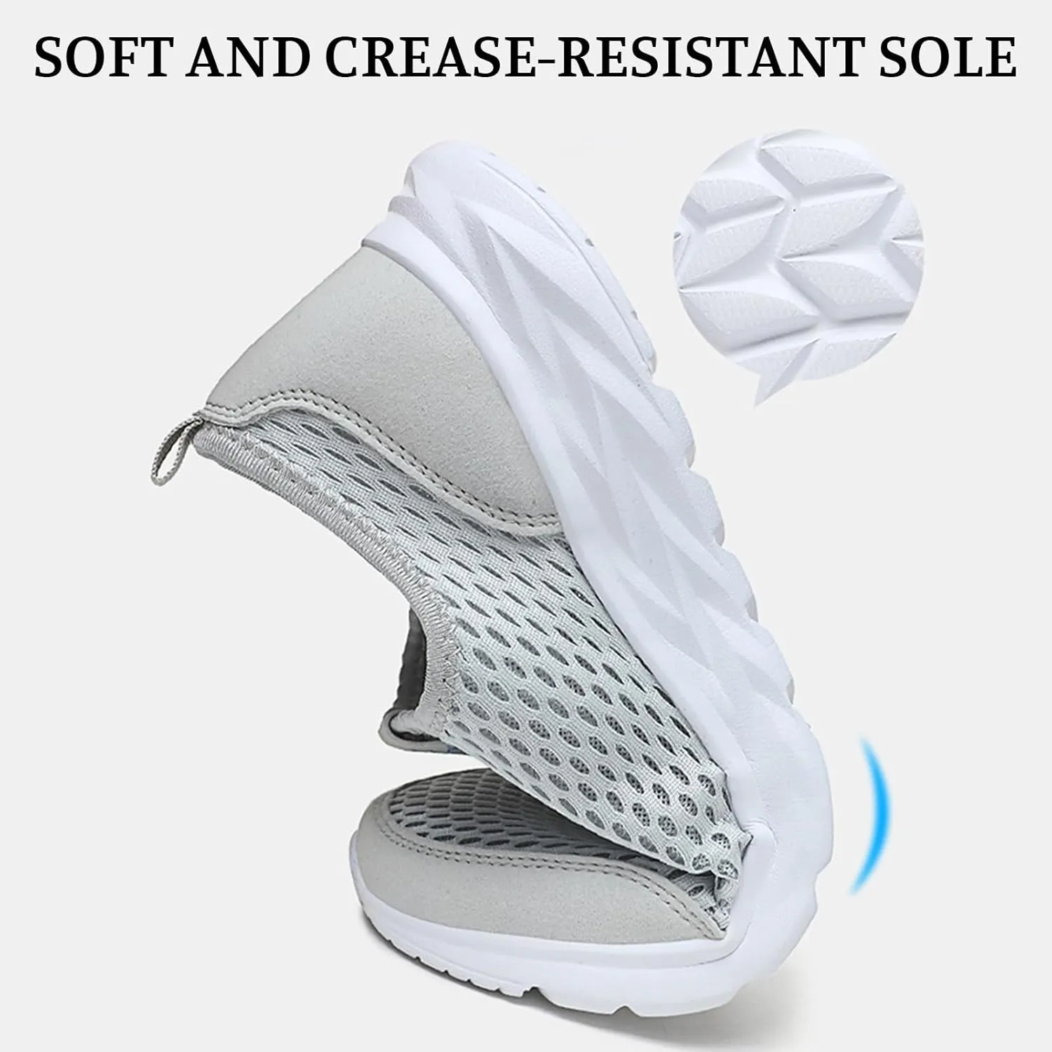 Women's Mesh Walking Sock Shoes Elastic Knit Lightweight Slip on Breathable Yoga Sneakers Casual Non Slip Low Top Tennis Shoes for Old People