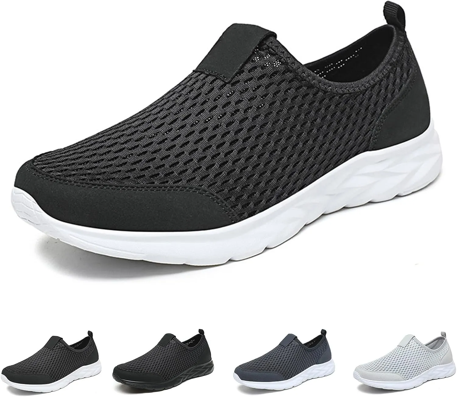 Women's Mesh Walking Sock Shoes Elastic Knit Lightweight Slip on Breathable Yoga Sneakers Casual Non Slip Low Top Tennis Shoes for Old People