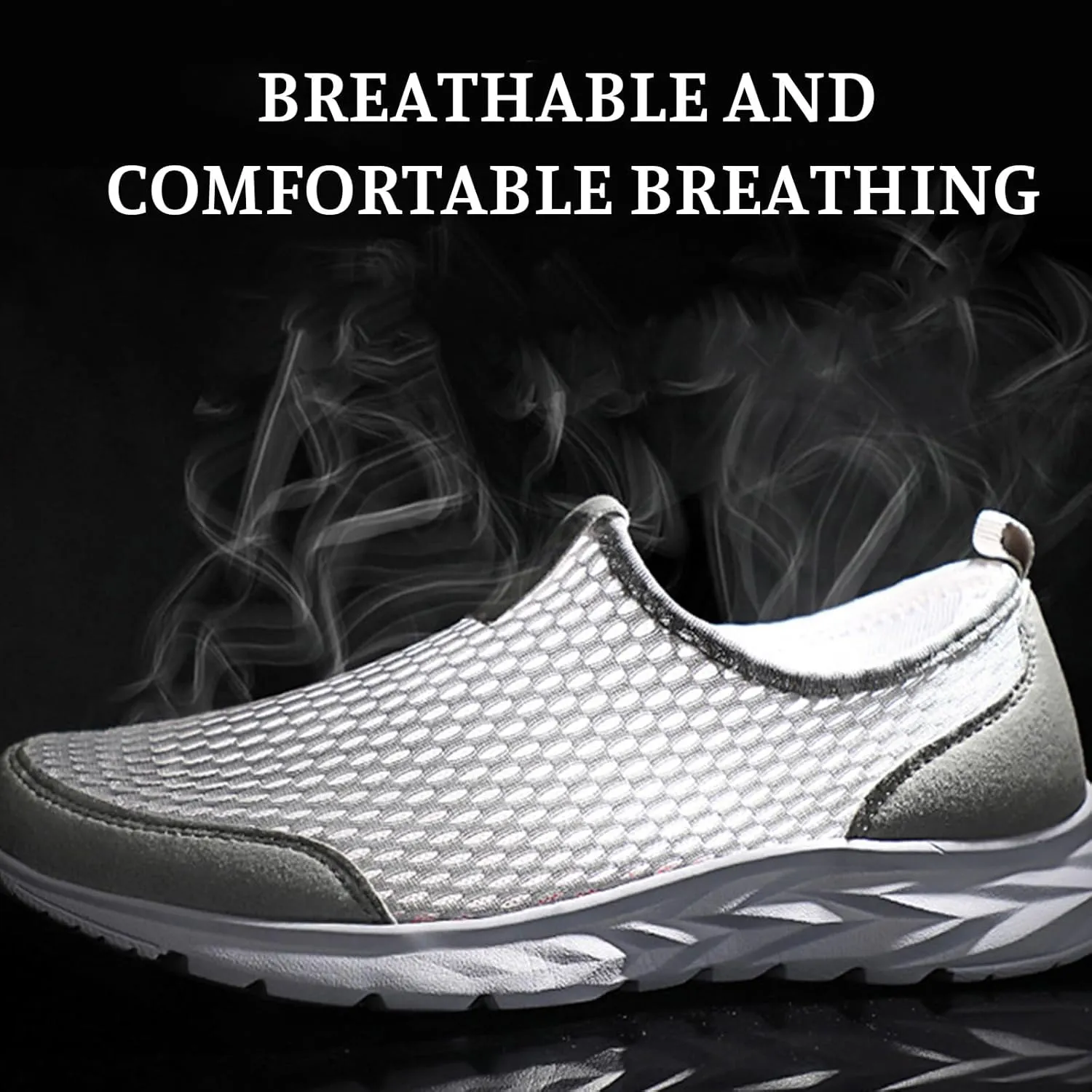 Women's Mesh Walking Sock Shoes Elastic Knit Lightweight Slip on Breathable Yoga Sneakers Casual Non Slip Low Top Tennis Shoes for Old People