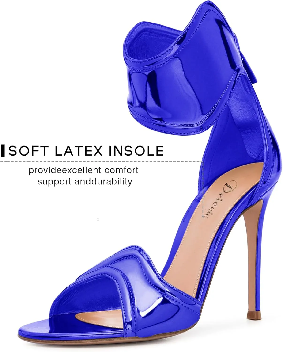 Women's Metallic Pump Open Toe Heel Sandals zipper Dressy Heels Ankle Strap Strappy Heels for Party Wedding Shoes